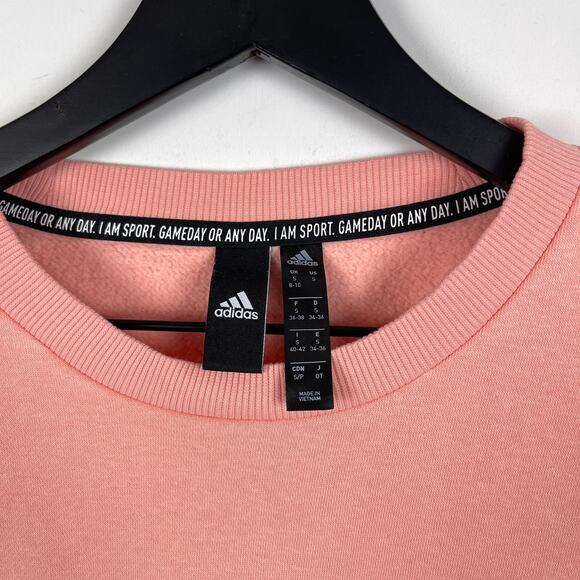Adidas Size S Fleece Pullover Sweatshirt Pink - Picture 11 of 12